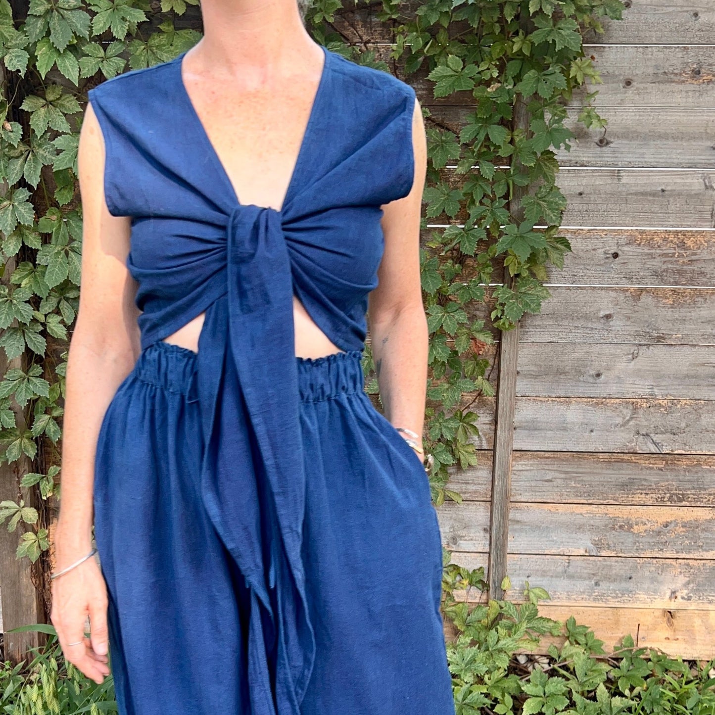 Simran Reversible Wrap Top, indigo *botanical dye