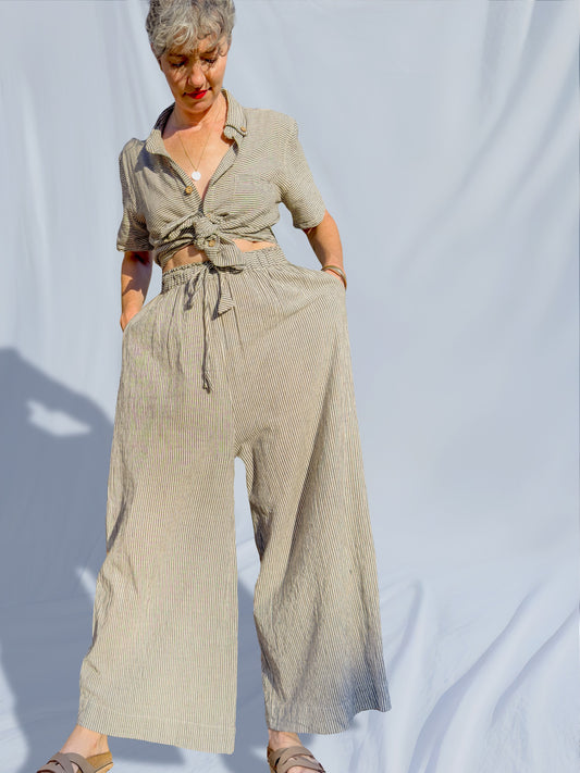 Rabina Trousers, black & white pinstripes