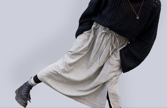 Padmasana Skirt/Dress, black & white pinstripe