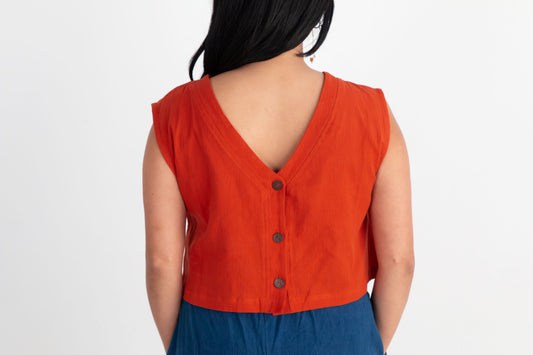 Aarti Reversible Top/Vest, red orange double dye