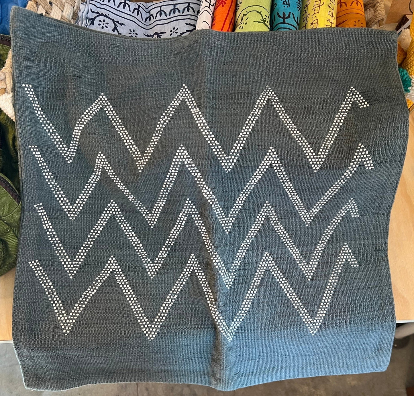 Beaded Laos Pillowcase, Chevron - Small World Goods