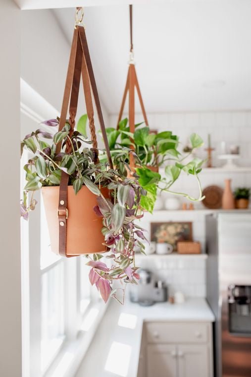 Braided Leather Plant Sling - Small World Goods