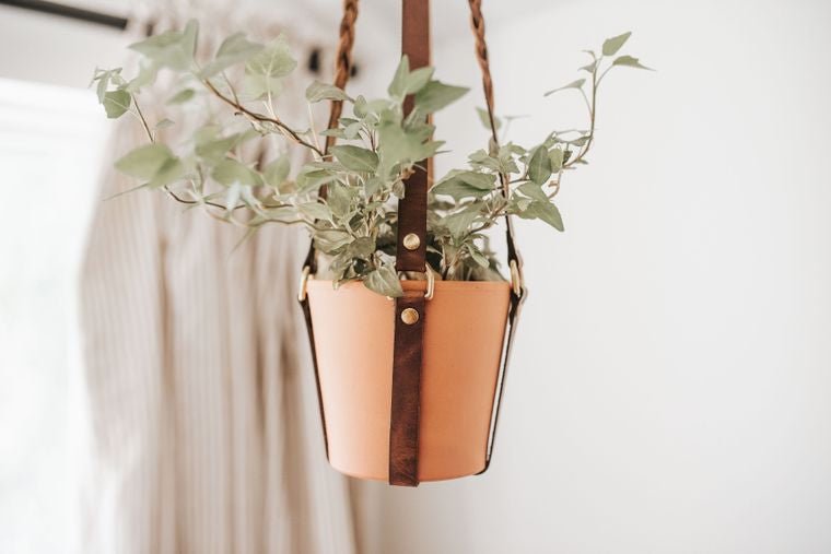 Braided Leather Plant Sling - Small World Goods
