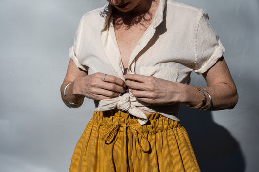 Krishna Button-Up Top, cream