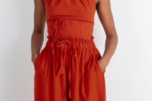 Patan Top, red orange double dye