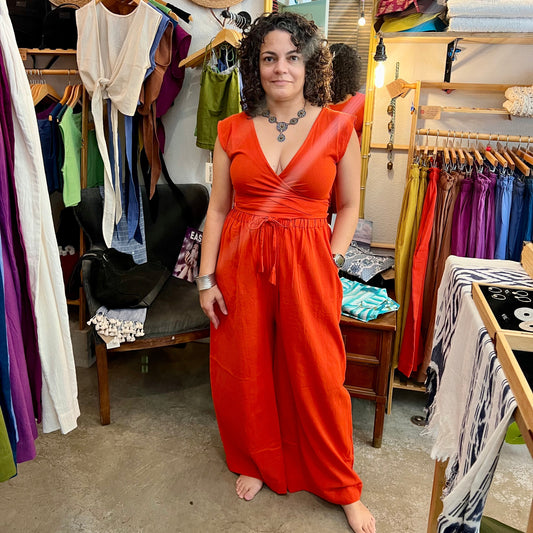 Rabina Trousers, persimmon orange double dye