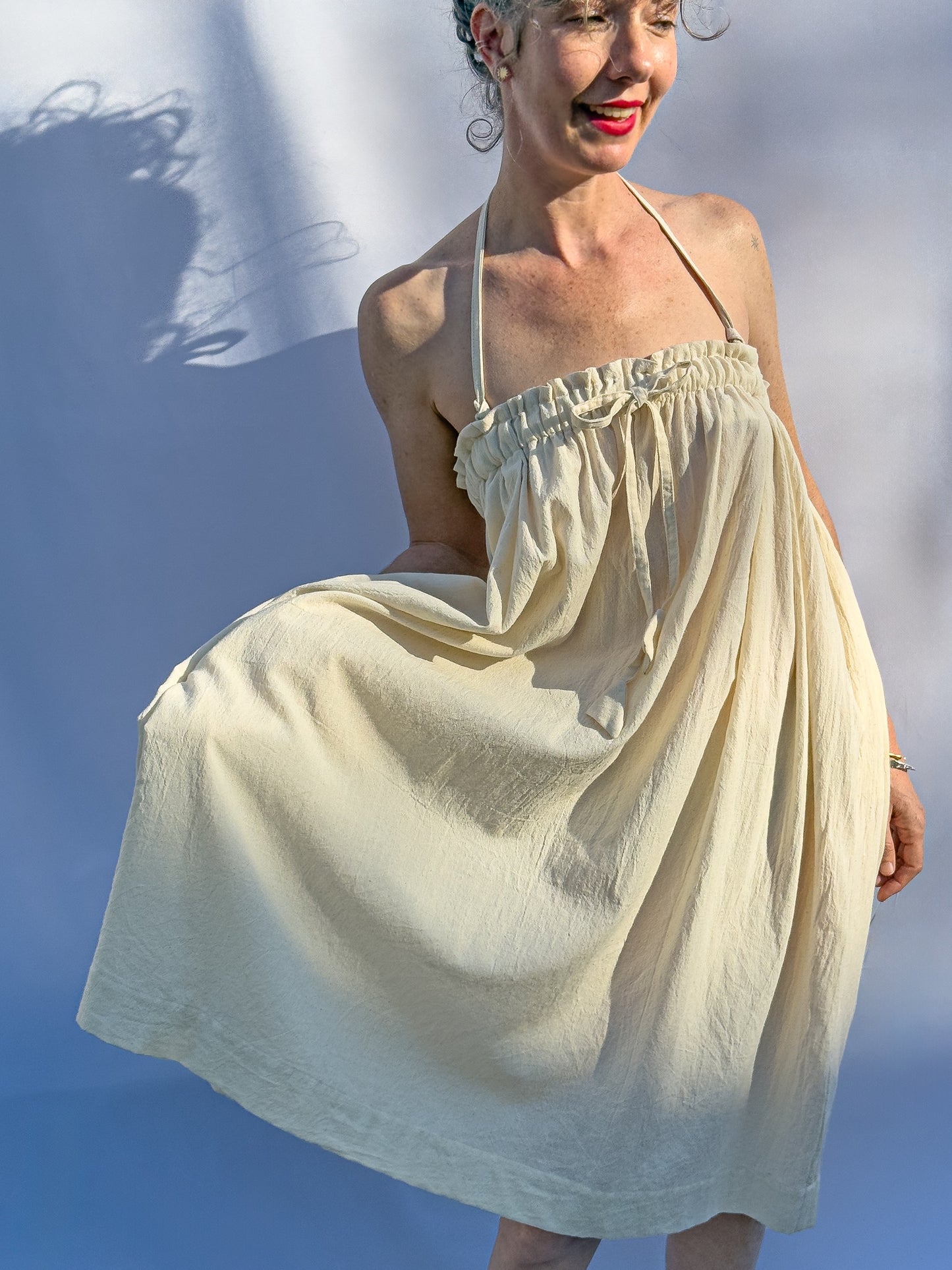 Padmasana Skirt/Dress, mustard pinstripe