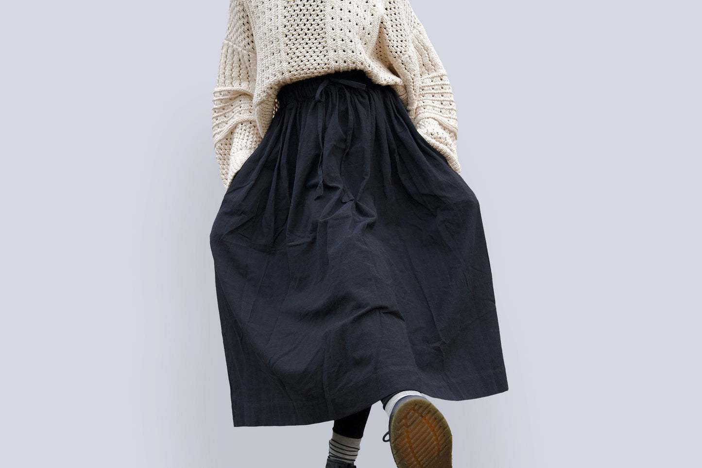 Padmasana Skirt/Dress, mustard pinstripe
