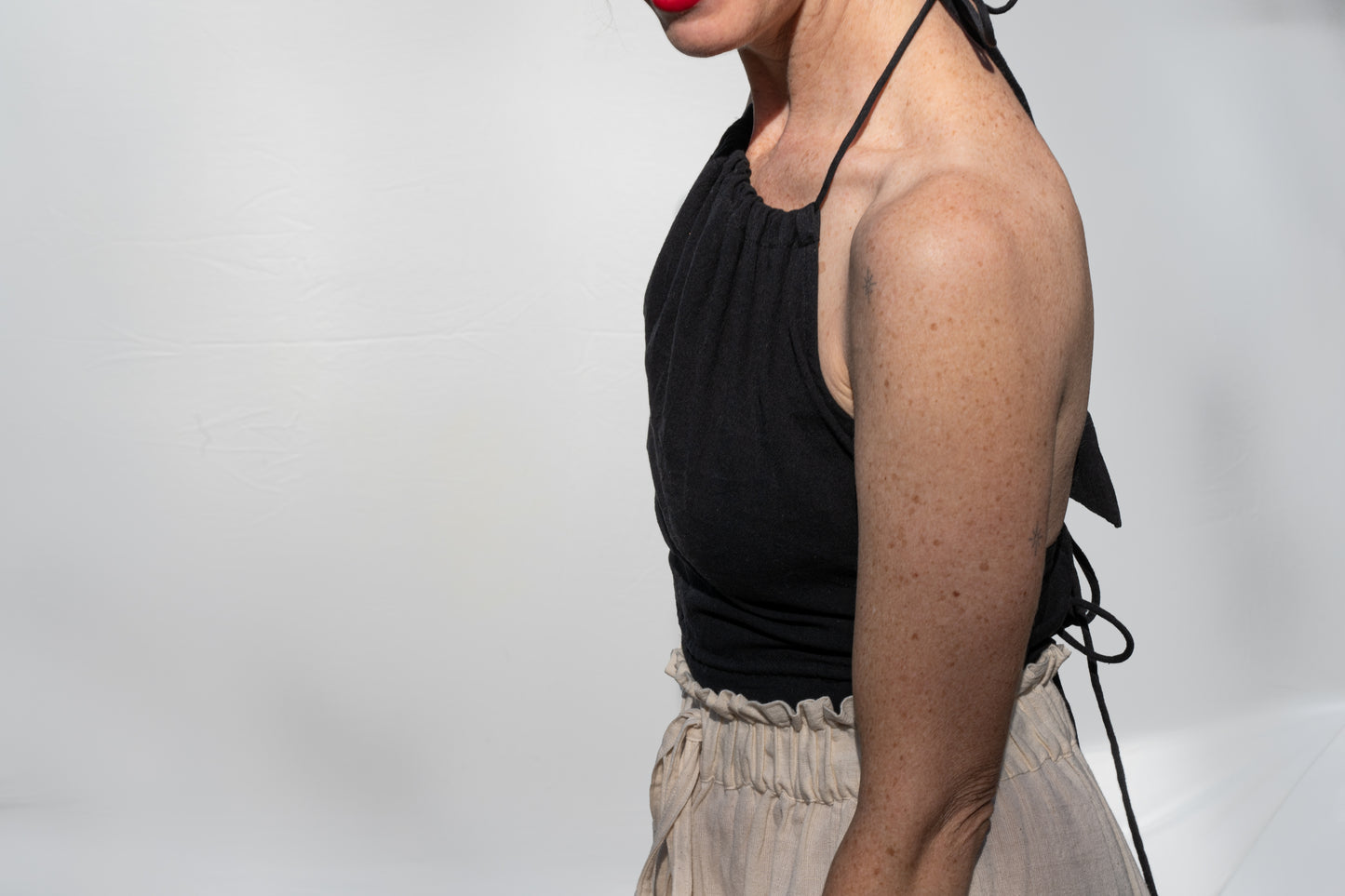 Patan Top, black & white pinstripe