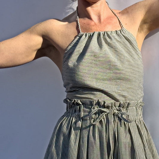 Patan Top, black & white pinstripe