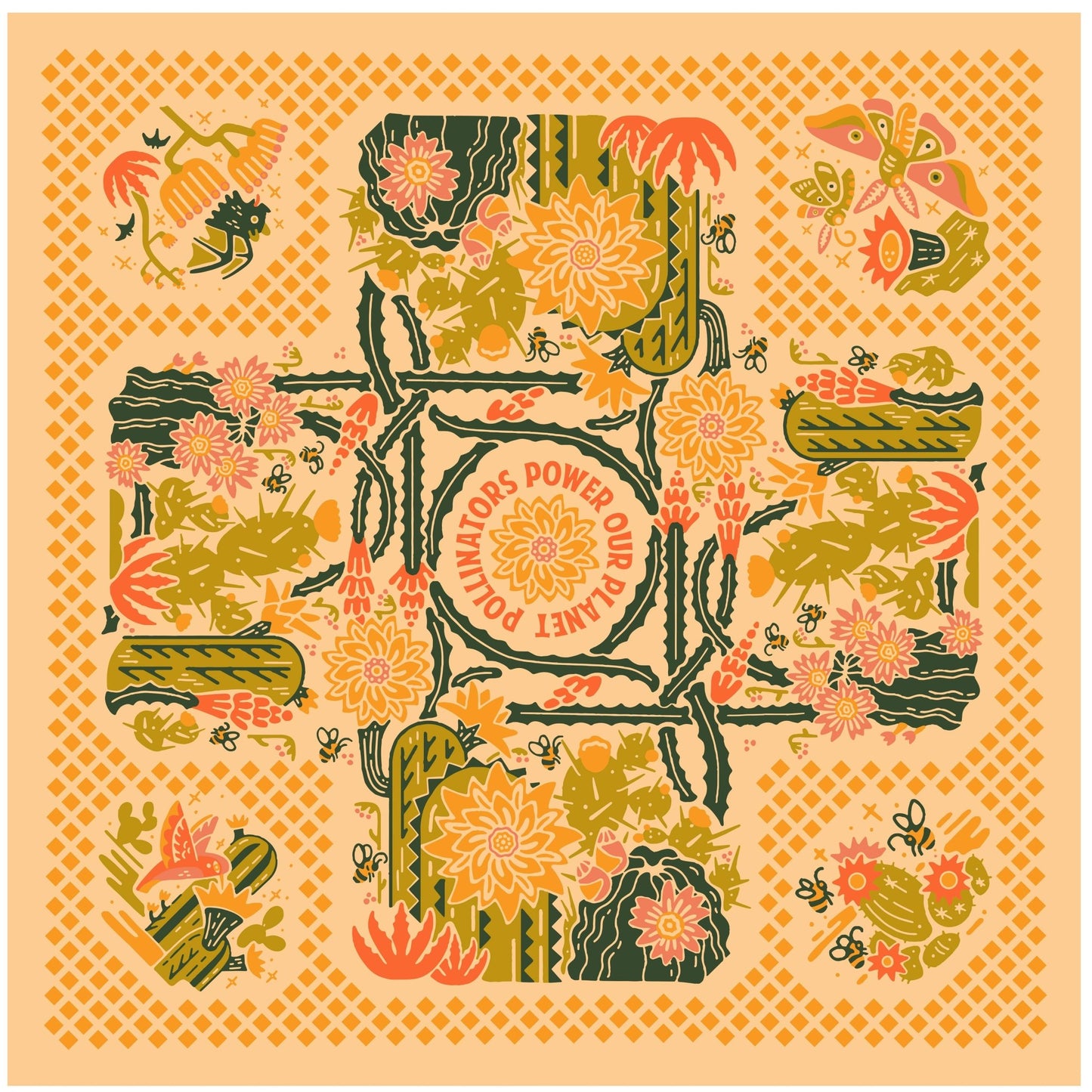 "Prickly Pollinators" Bandana - Small World Goods