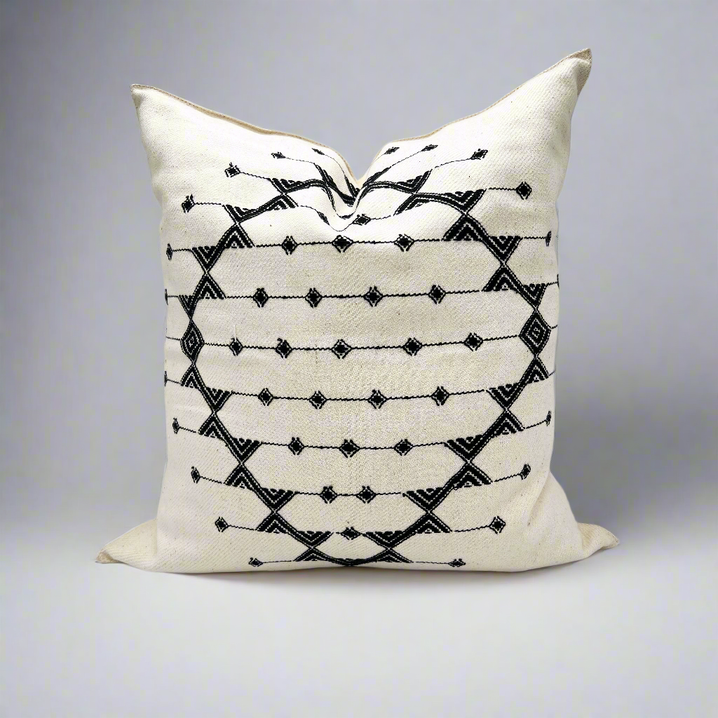 Rajasthani Pillowcase, white & black