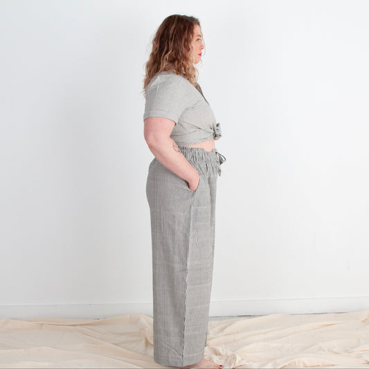 Rabina Trousers, black & white pinstripes