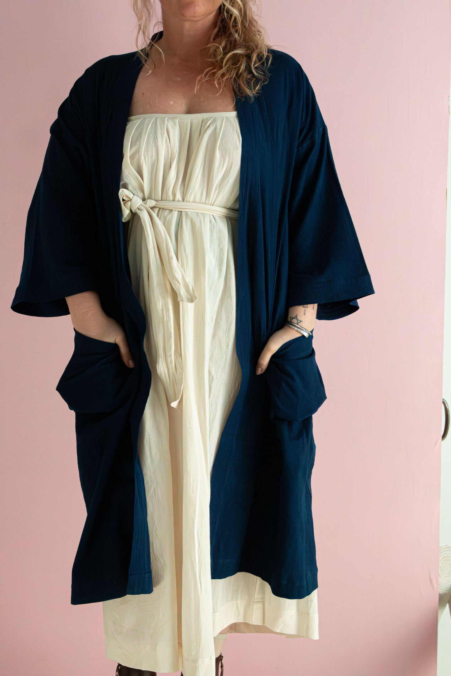Gita Robe/ Wrap Dress, red orange *double dye