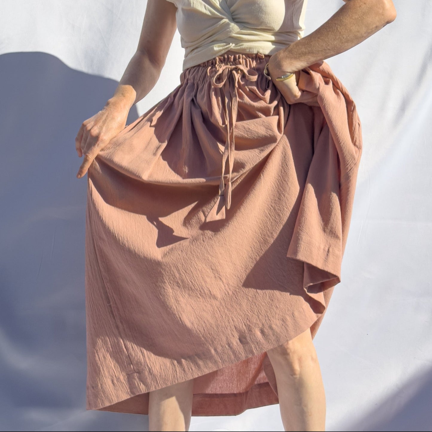 Padmasana Skirt/Dress, mustard pinstripe