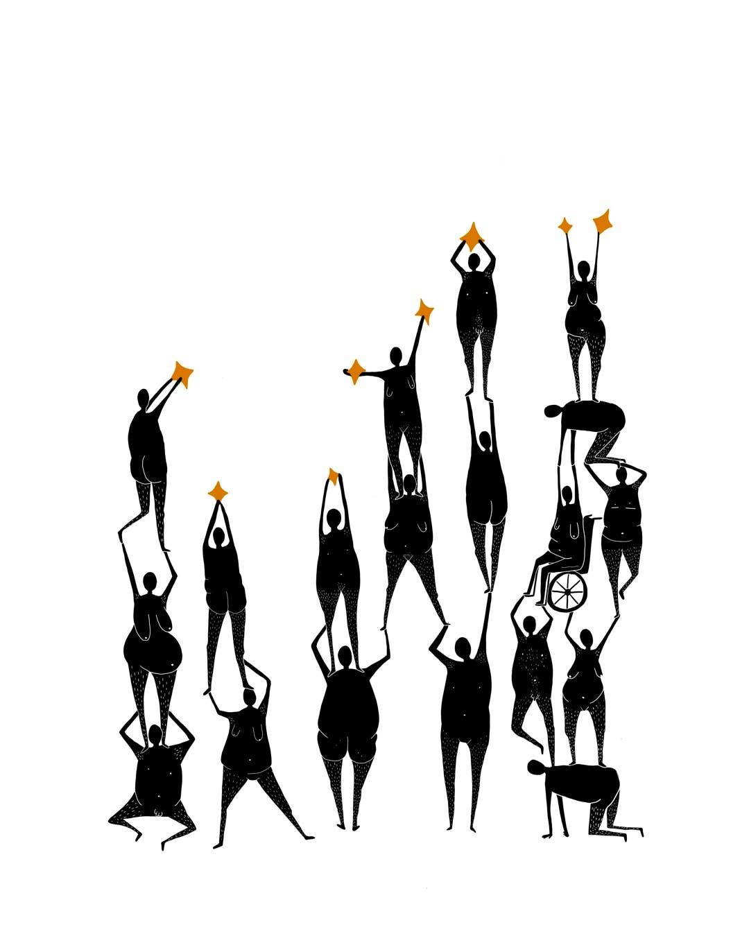 Stars (helping each other) Art Print - Small World Goods