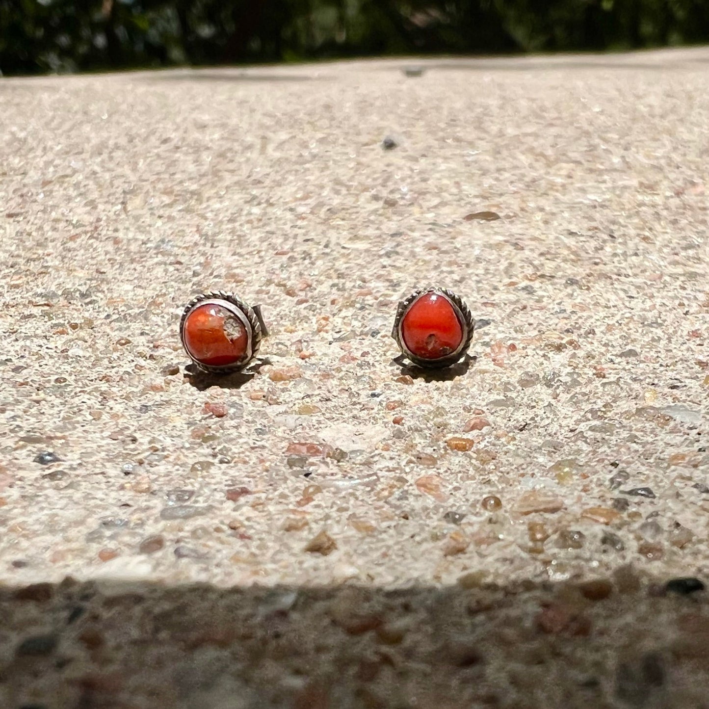 Tibetan Coral Stud Earrings
