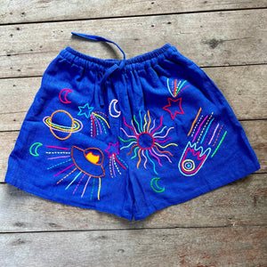 Hand Embroidered Shorts, Cosmos