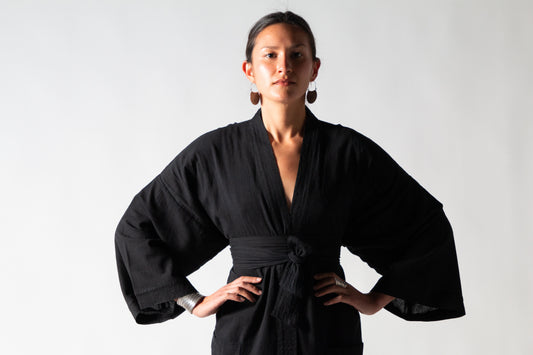 Gita Robe/ Wrap Dress, black