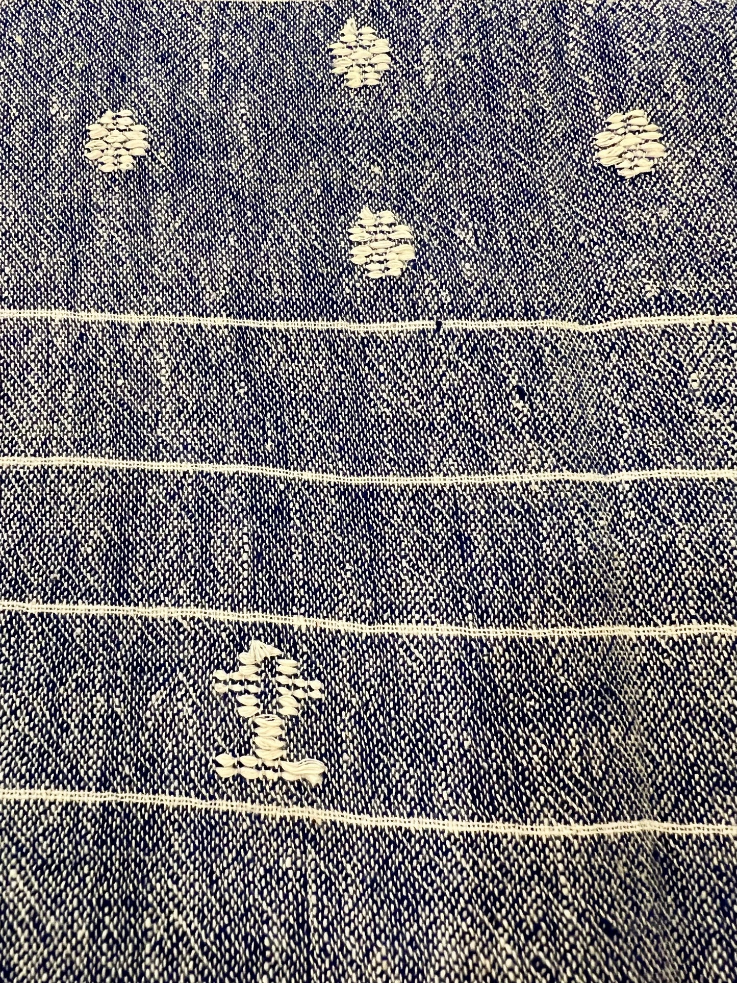 Handloomed Cotton Scarf, blue & white
