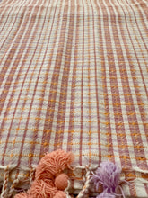 Load image into Gallery viewer, Handloomed Cotton Scarf, purple &amp; peach