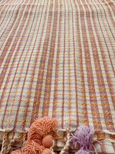 Handloomed Cotton Scarf, purple & peach