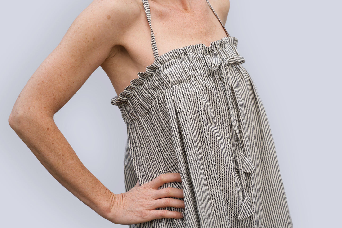 Padmasana Skirt/Dress, black & white pinstripe