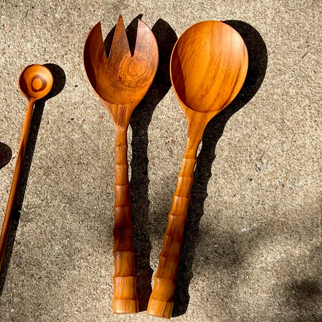 handcrafted salad serving set