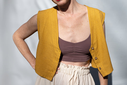 Aarti Reversible Top/Vest, mustard yellow pin stripes