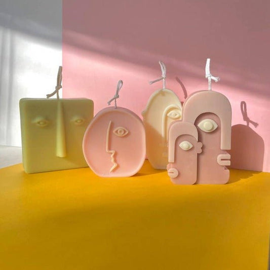 Abstract Face Candles, Various - Small World Goods