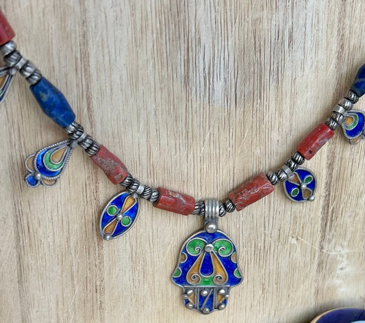 Berber Enamel Necklace, Various - Small World Goods