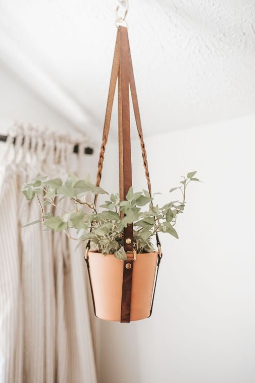 Braided Leather Plant Sling - Small World Goods