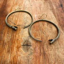 Load image into Gallery viewer, Brass Snake Hoop Earrings - Small World Goods