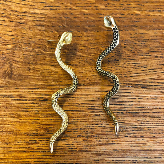 Brass Snake Post Earrings - Small World Goods