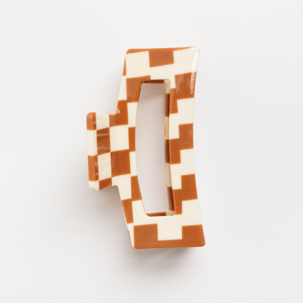 Brown Checkered Hair Claw - Small World Goods