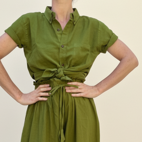 Krishna Button-Up Top, matcha green