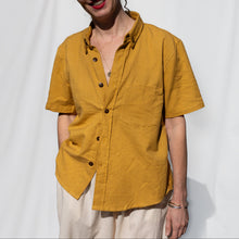 Load image into Gallery viewer, Krishna Button-Up Top, mustard pin stripes