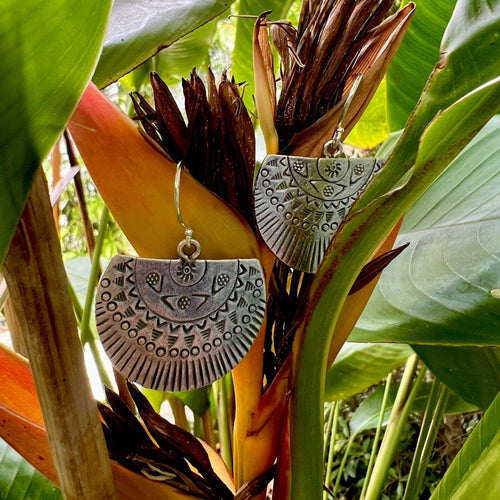 Carved Fan Earrings - Small World Goods