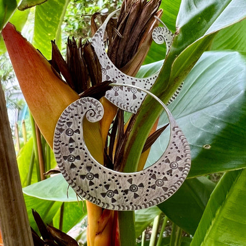 Carved Pinwheel Hoop Earrings - Small World Goods