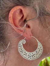 Load image into Gallery viewer, Carved Pinwheel Hoop Earrings - Small World Goods