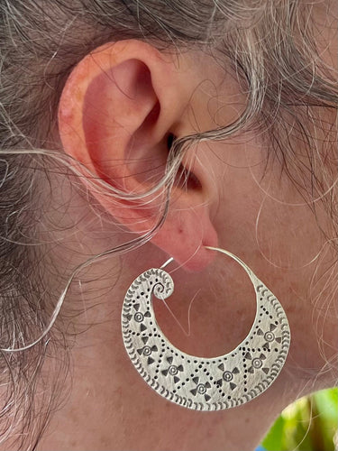 Carved Pinwheel Hoop Earrings - Small World Goods