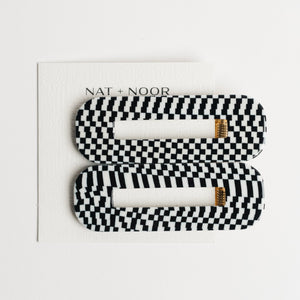 Checkered Hair Clip Duo In Black & White - Small World Goods