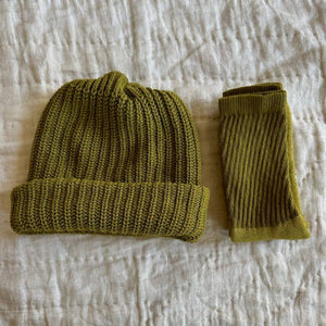 Chunky Knit Cotton Beanie. Fall Ochre, Olive & Sienna Clay: Sienna - Small World Goods