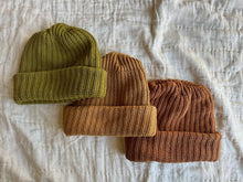 Load image into Gallery viewer, Chunky Knit Cotton Beanie. Fall Ochre, Olive &amp; Sienna Clay: Sienna - Small World Goods