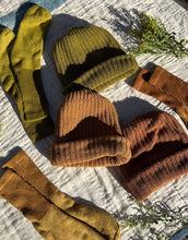 Load image into Gallery viewer, Chunky Knit Cotton Beanie. Fall Ochre, Olive &amp; Sienna Clay: Sienna - Small World Goods