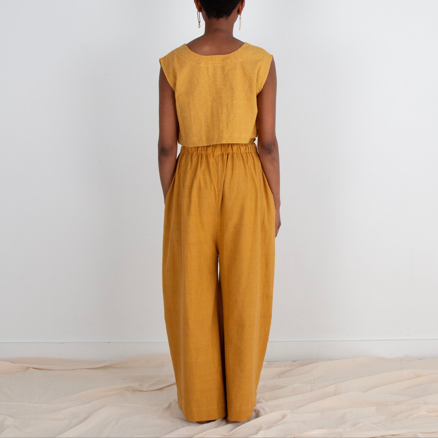 Rabina Trousers, mustard pinstripes