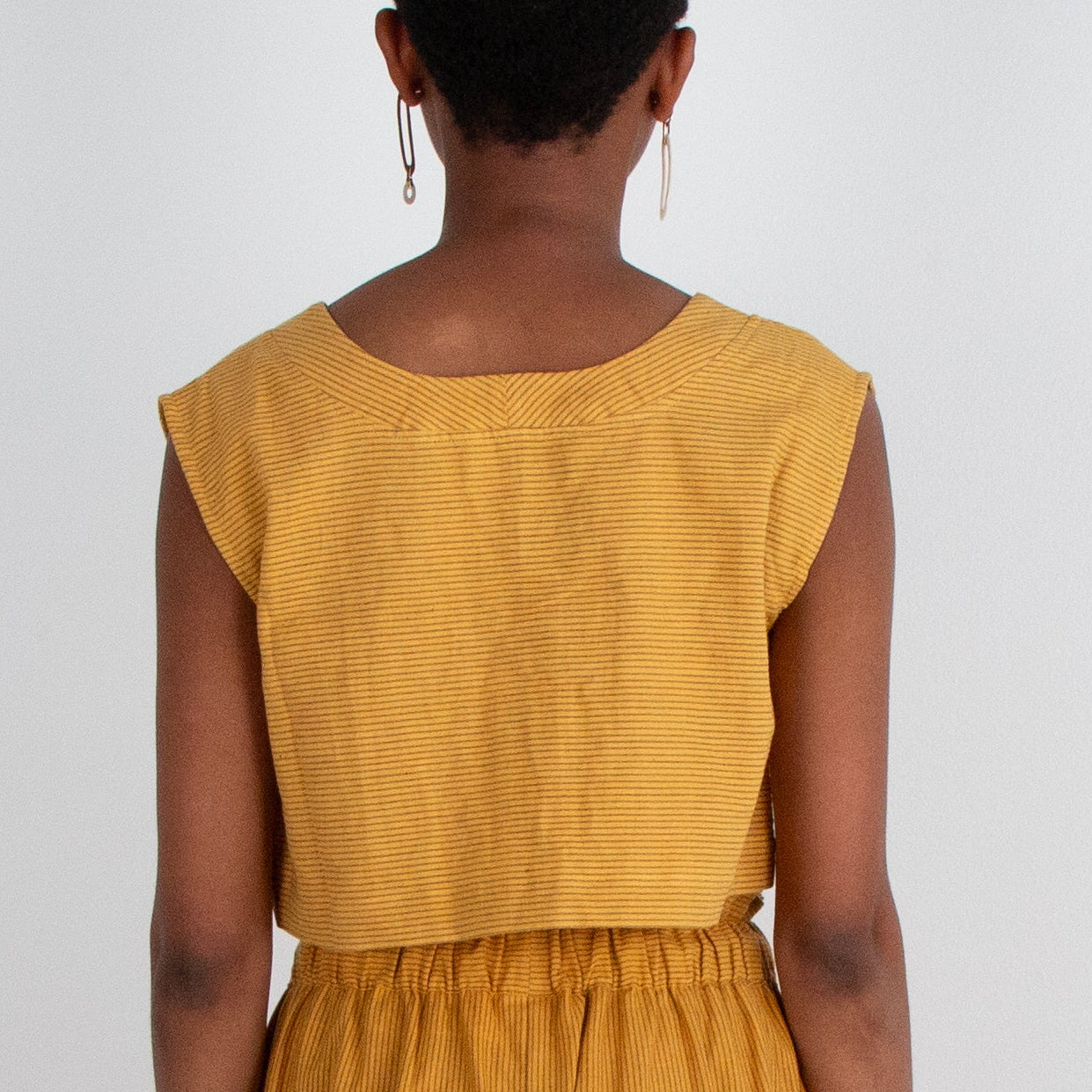 Aarti Reversible Top/Vest, mustard yellow pin stripes