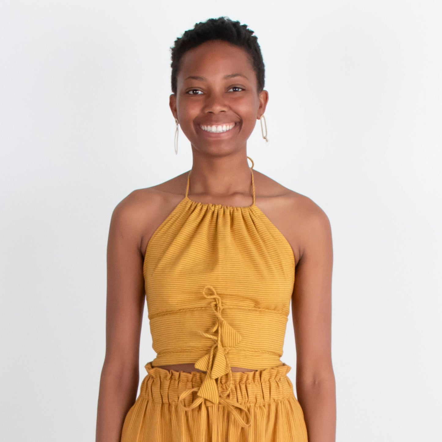 Patan Top, mustard pinstripe