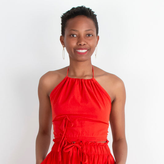 Patan Top, red orange double dye