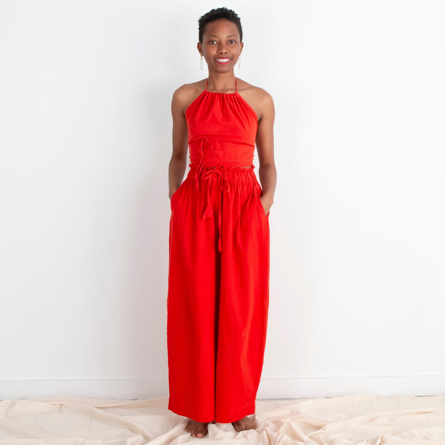 Rabina Trousers, red orange double dye